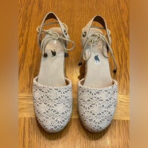 Beige Lace Up Platform Espadrilles